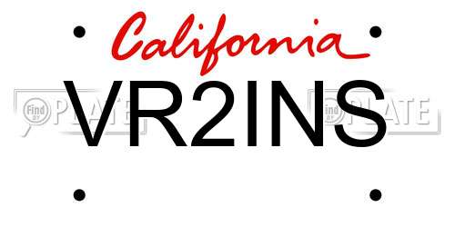 VR2INS California License Plate