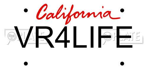 VR4LIFE California License Plate