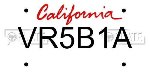 VR5B1A California License Plate