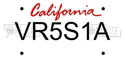 VR5S1A California License Plate