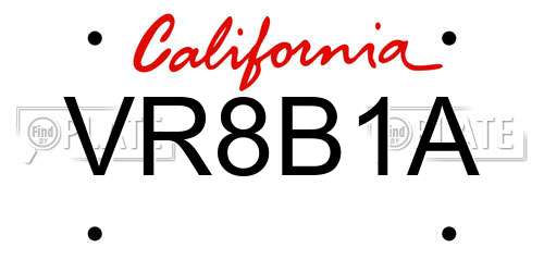 VR8B1A California License Plate