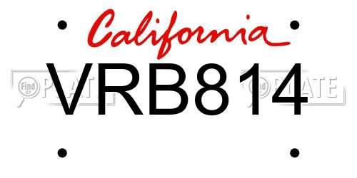 VRB814 California License Plate