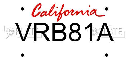 VRB81A California License Plate