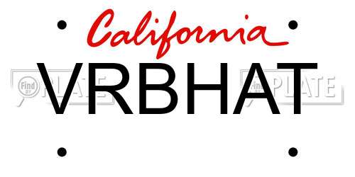 VRBHAT California License Plate