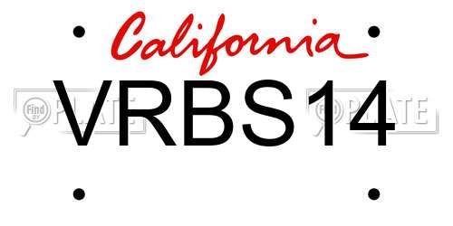 VRBS14 California License Plate
