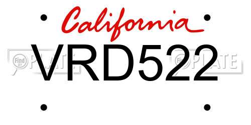 VRD522 California License Plate