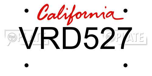 VRD527 California License Plate