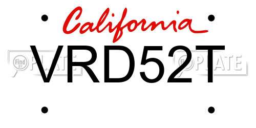 VRD52T California License Plate