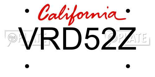 VRD52Z California License Plate