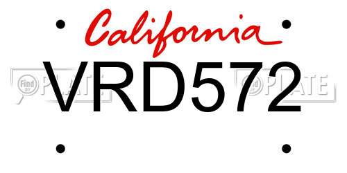 VRD572 California License Plate