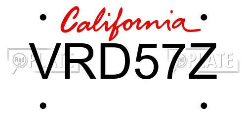 VRD57Z California License Plate