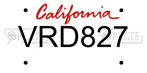 VRD827 California License Plate