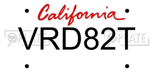 VRD82T California License Plate
