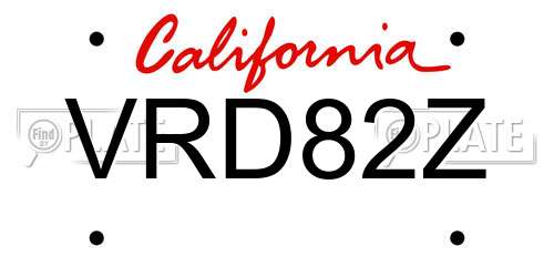 VRD82Z California License Plate