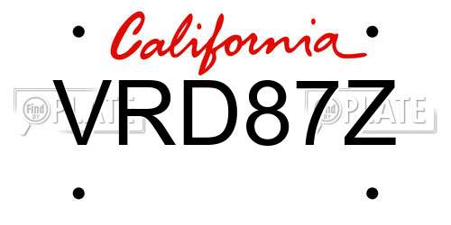 VRD87Z California License Plate