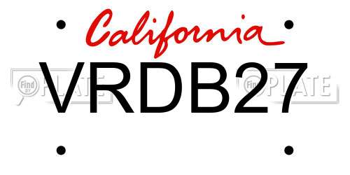 VRDB27 California License Plate