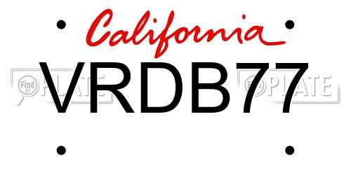 VRDB77 California License Plate