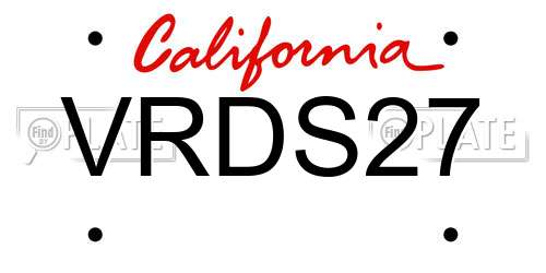 VRDS27 California License Plate