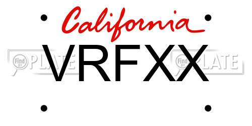 VRFXX California License Plate