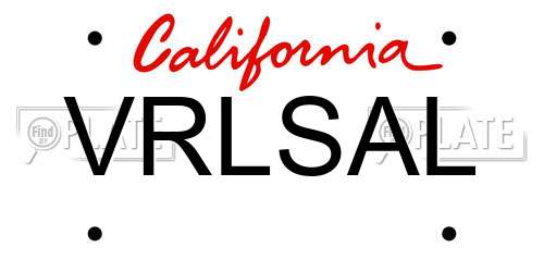 VRLSAL California License Plate