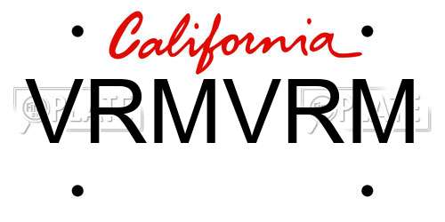 VRMVRM California License Plate