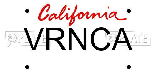 VRNCA California License Plate