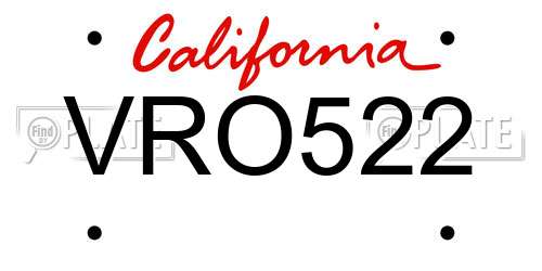 VRO522 California License Plate