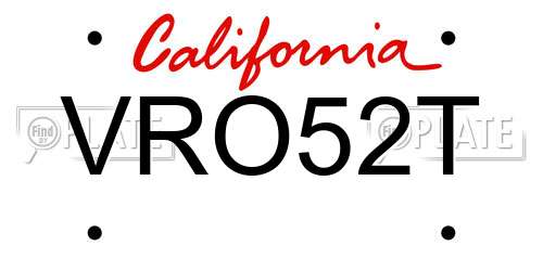 VRO52T California License Plate