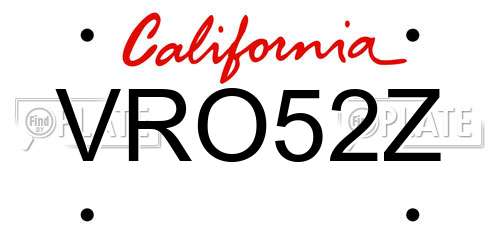 VRO52Z California License Plate