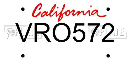 VRO572 California License Plate