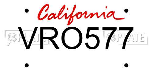 VRO577 California License Plate
