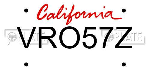 VRO57Z California License Plate