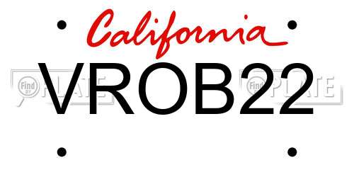 VROB22 California License Plate