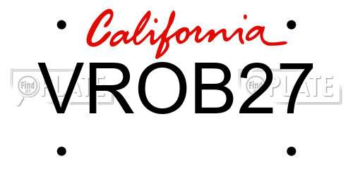 VROB27 California License Plate