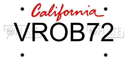 VROB72 California License Plate