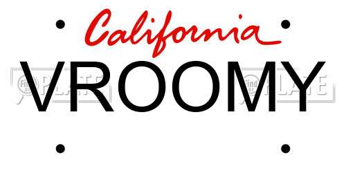 VROOMY California License Plate