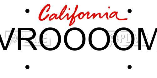 VROOOOM California License Plate