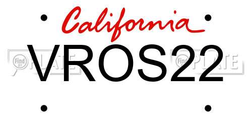 VROS22 California License Plate