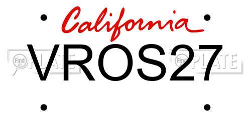 VROS27 California License Plate