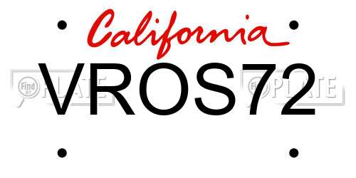 VROS72 California License Plate