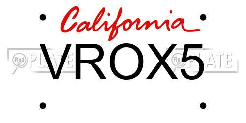 VROX5 California License Plate