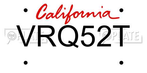 VRQ52T California License Plate