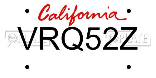 VRQ52Z California License Plate