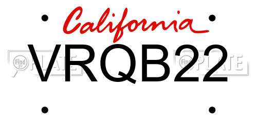 VRQB22 California License Plate
