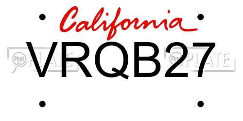 VRQB27 California License Plate