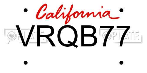 VRQB77 California License Plate