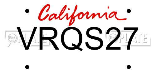 VRQS27 California License Plate