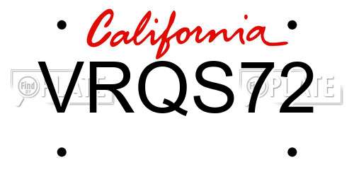 VRQS72 California License Plate