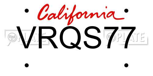 VRQS77 California License Plate