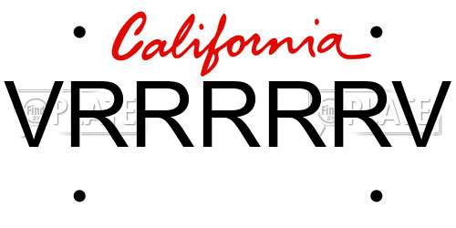 VRRRRRV California License Plate